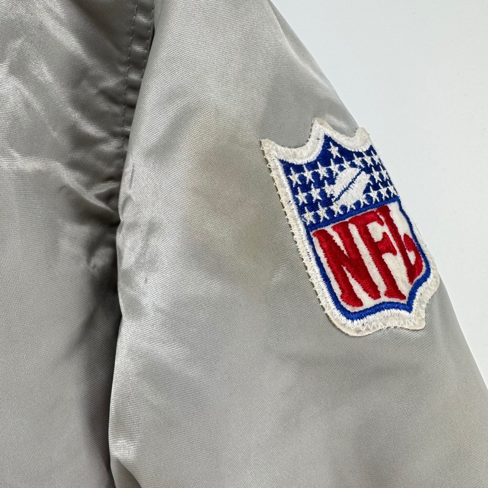 VTG 80's Starter Raiders Satin Jacket Small Reversible Bomber NFL Spellout - Picture 12 of 14